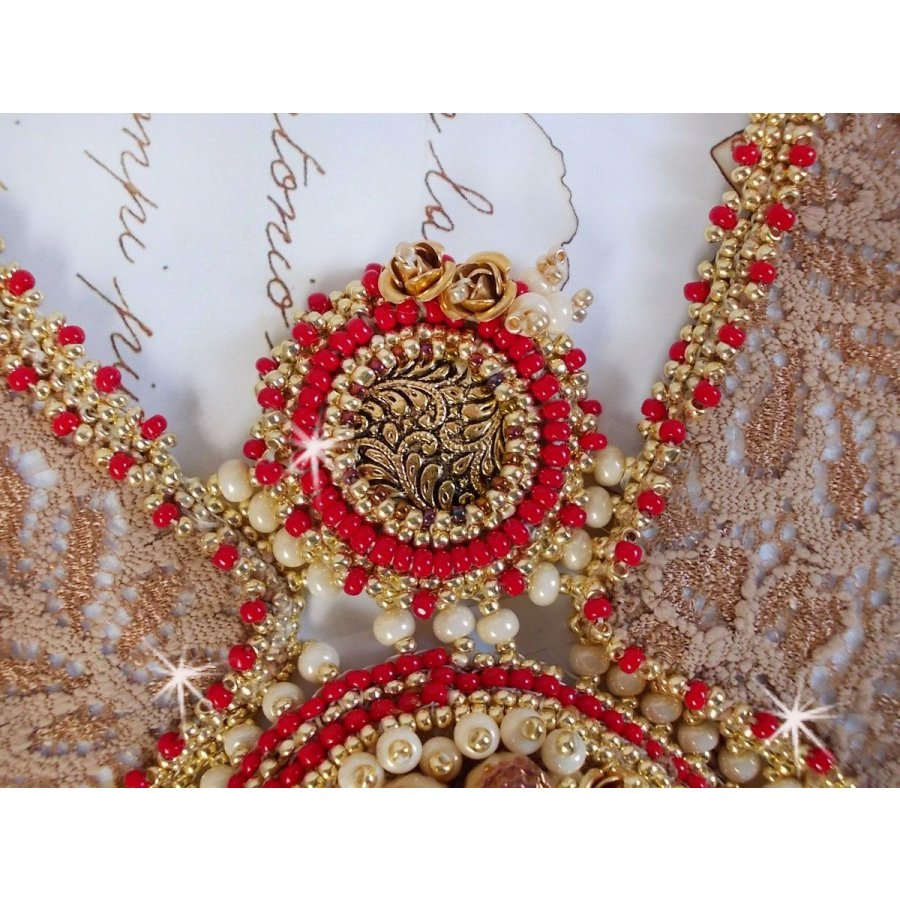 Collana rinascimentale con perle d'oro e rosse