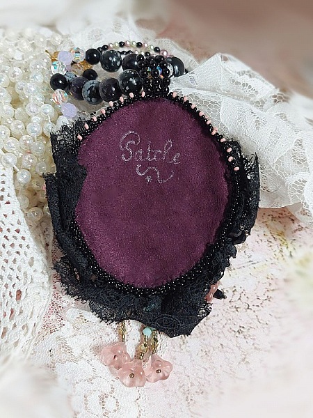 Collana con ciondolo Marquise ricamato con perle perlate, un pizzo molto bello, un gioiello sontuoso 