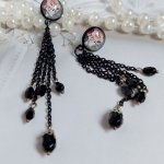 BO Ode Rose et Noire créées avec poires facettées, cabochons verres, puces et chaîne métal 
