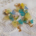 BO Bella Yellow montata con cristalli Swarovski, fiori smerigliati e perle 