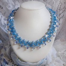 Collana Light Azur con perle di cristallo Swarovski e gocce di vetro