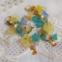 BO Bella Yellow montata con cristalli Swarovski, fiori smerigliati e perle 