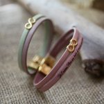 Bracciale duo in pelle con simbolo dell'infinito in oro da personalizzare  