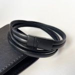 Bracelet cuir double tour fermoir magnétique noir ou couleur au choix