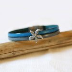 Bracciale duo in pelle da donna e passante Etoile de mer, personalizzabile