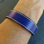 Bracciale in pelle blu couture da personalizzare