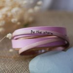 Bracciale doppio in pelle rosa personalizzato  