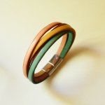 Bracciale da donna in 4 pelli color pastello