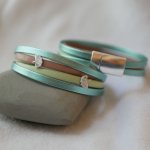 Bracciale in pelle con disegno Ginkgo da personalizzare 