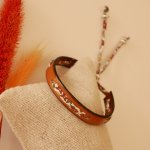 Bracciale Florâme con nastro liberty Ava autumn su pelle di cammello