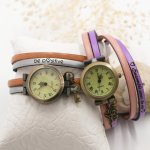 Orologio da polso personalizzabile in pelle a doppio giro di colori