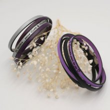 Bracciale doppio in pelle in duo da personalizzare con l'incisione