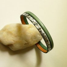 Braccialetto duo in pelle in argento e colore a scelta
