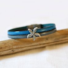 Bracciale duo in pelle da donna e passante Etoile de mer, personalizzabile