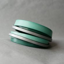 Bracciale doppio in pelle verde e argento personalizzato  