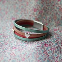 Bracciale in pelle con cuori da personalizzare 