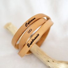 Bracciale in pelle donna a tripla rotazione per personalizzare colore e incisione 