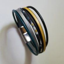 Bracciale a più file in pelle e corda Liberty grigio antracite