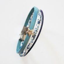 Trio di pelli e bracciale in corda Liberty con stelle blu