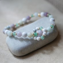 Bracciale in pietra naturale avventurina con mini anello di perle