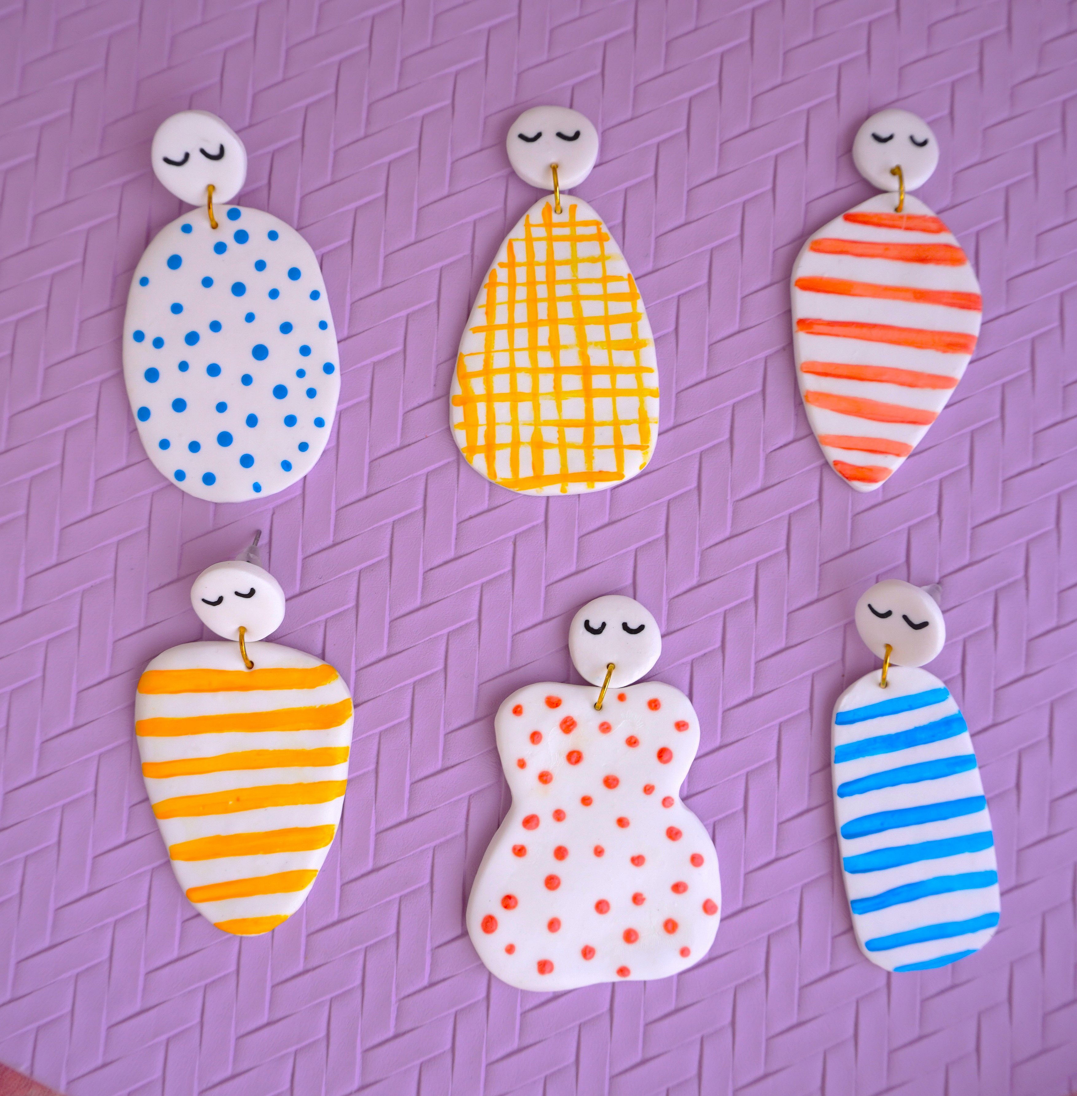 Boucles d'oreilles en argile polym&egrave;re Pollen