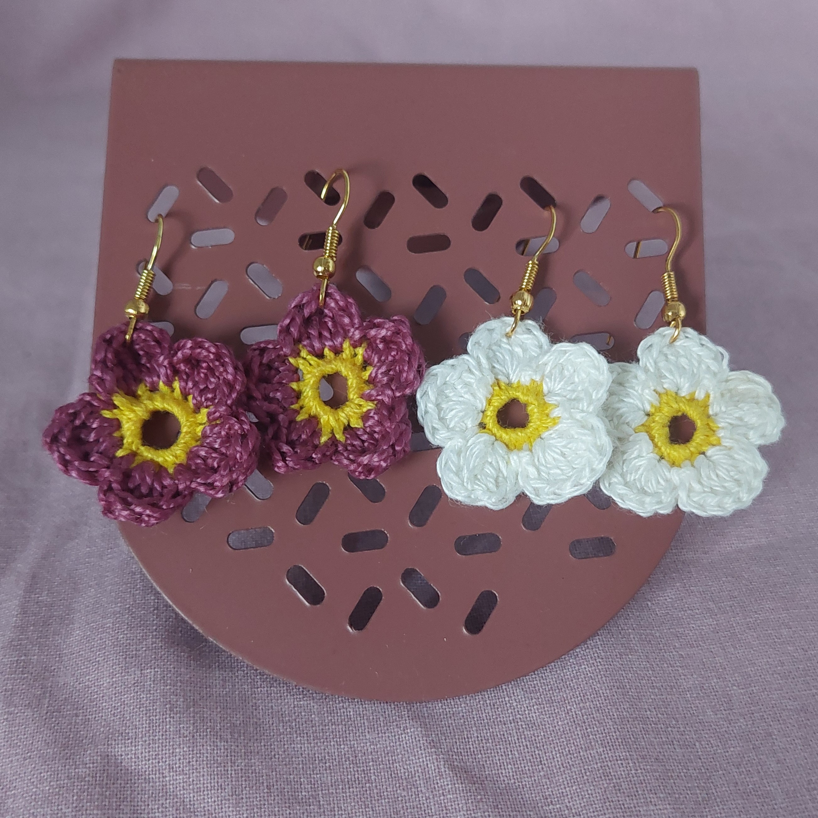 Boucles d'oreilles au crochet fleur simple