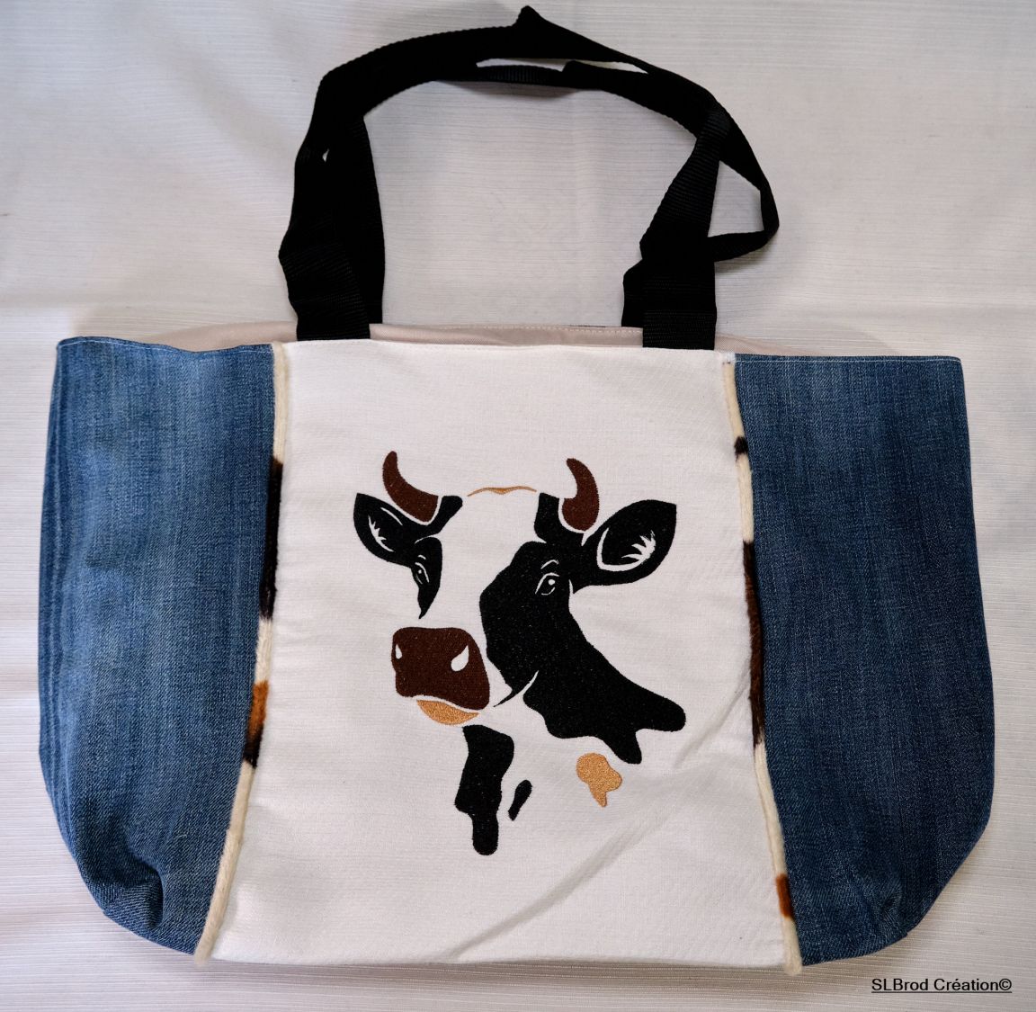 Borsa tote con motivo a mucca