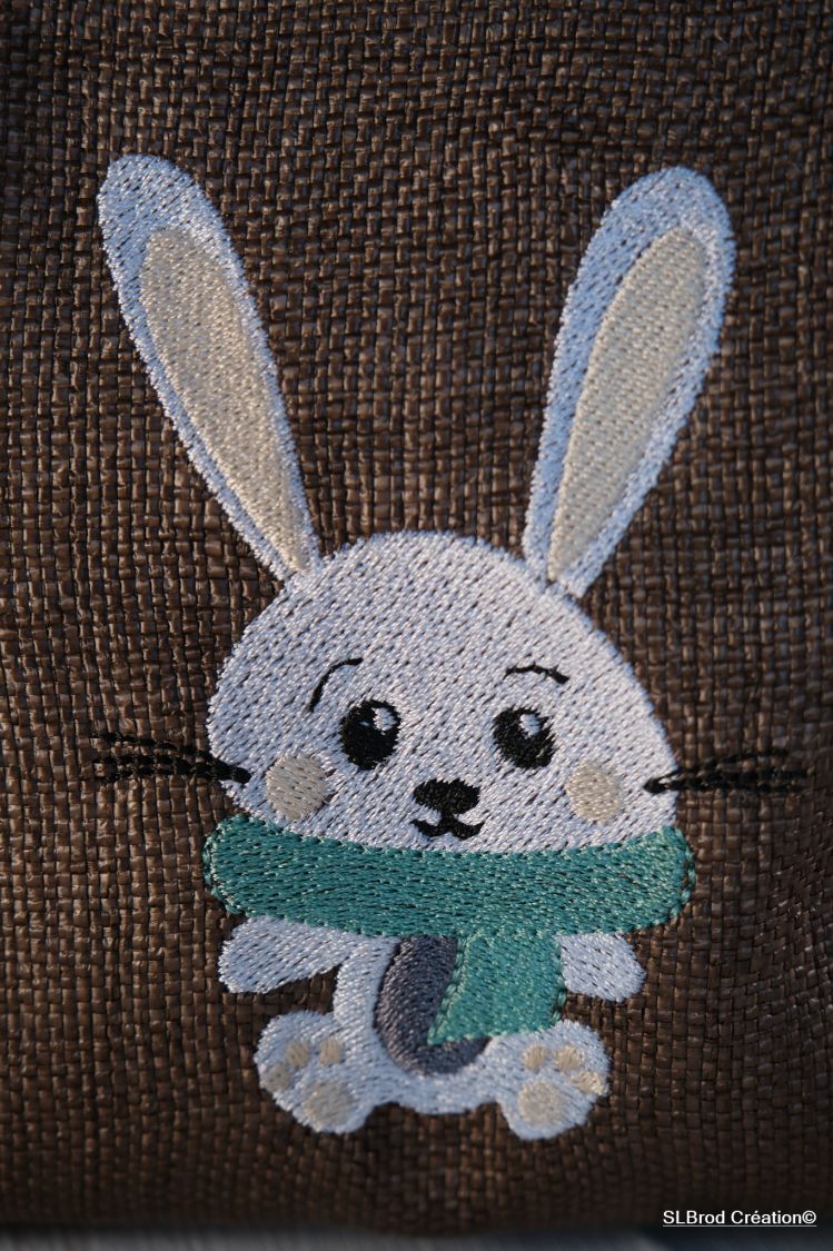 Zaino per bambini coniglio verde sciarpa personalizzabile