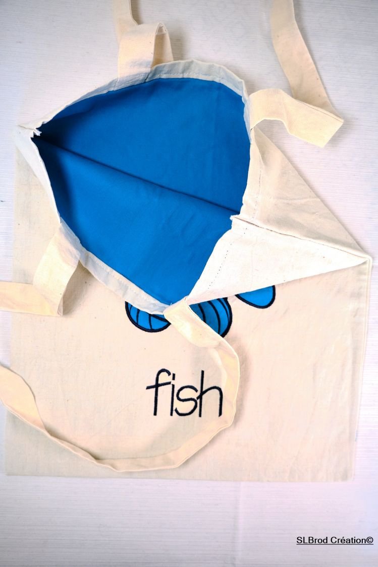 Borsa tote con pesce blu