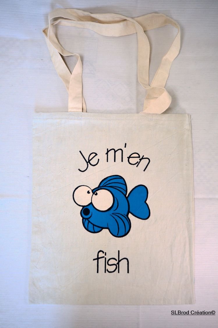 Borsa tote con pesce blu