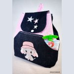 Zaino per bambini ricamato con cappello rosa, personalizzabile