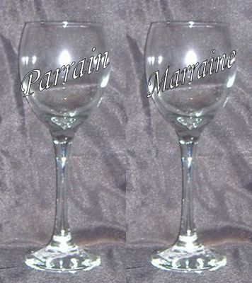 Verre à vin form. 3 Parrain/Marraine, ange, inscription pied