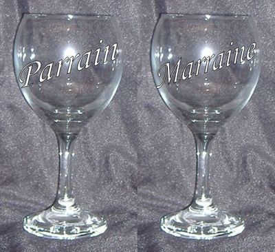 Verre à vin format 1 Parrain ou Marraine et inscription pied